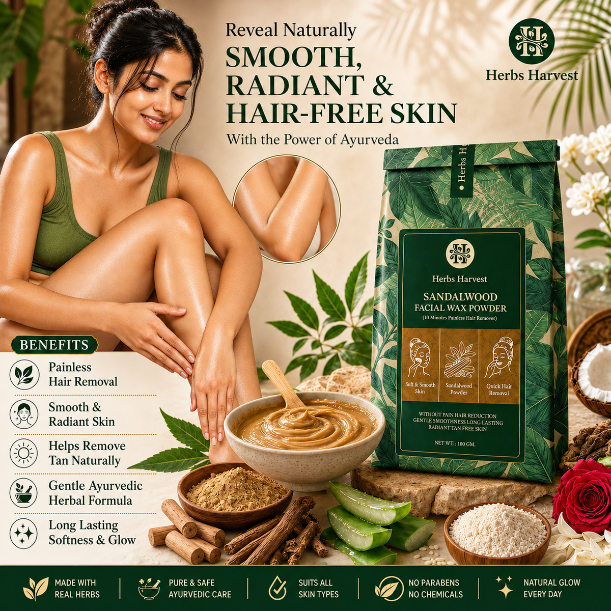 Turmeric Body Wax Powder for Hair Removal 100 gm