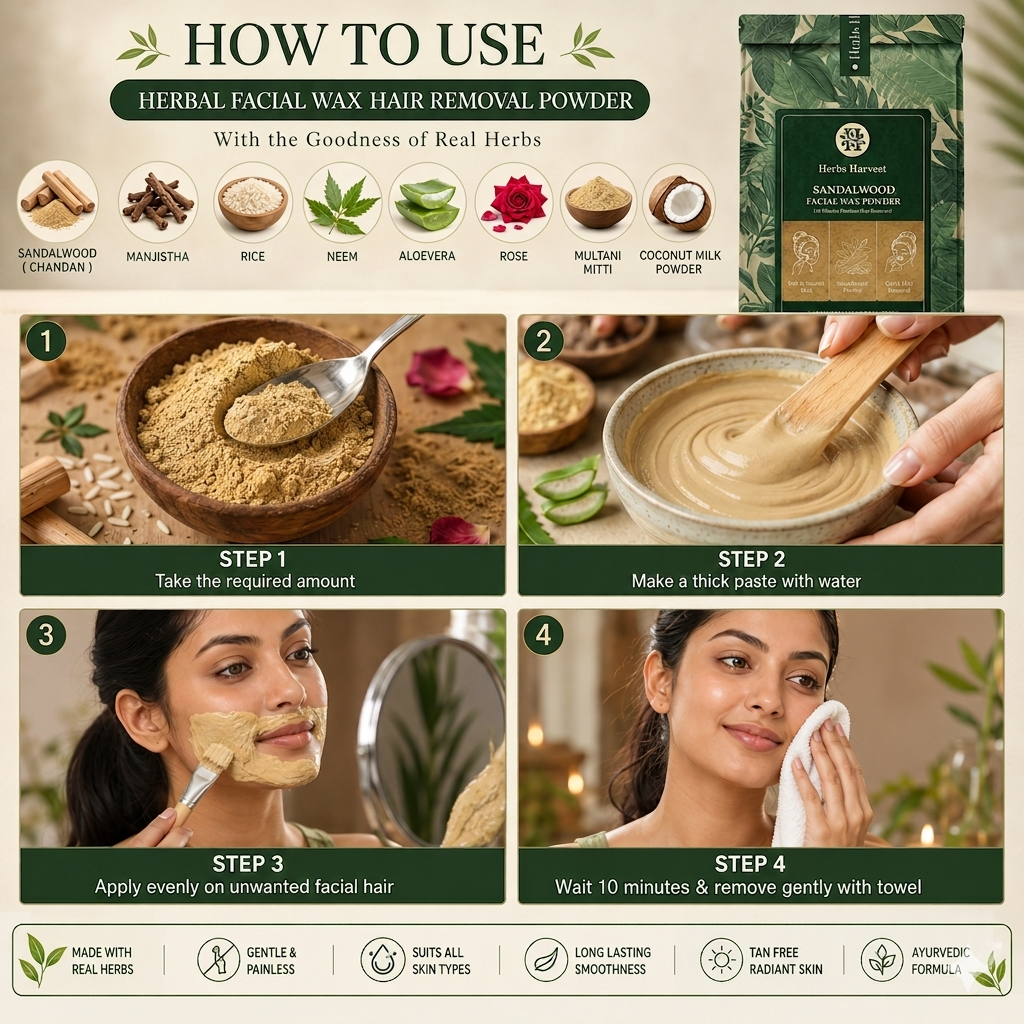 Sandalwood Facial Wax Powder for Face Hair Removal 100 gm