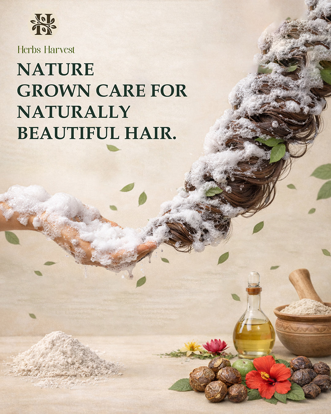 Herbs Harvest Herbal Shampoo Powder 400g – Amla, Reetha, Shikakai, Bhringraj & Hibiscus | 100% Natural Hair Cleanser