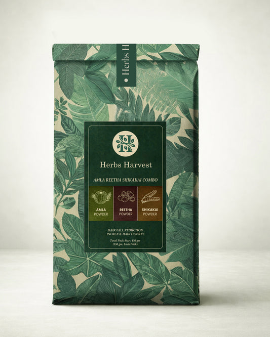 Herbs Harvest Amla Reetha Shikakai Powder Combo (150g Each) – 3-in-1 Ayurvedic Hair Care Kit