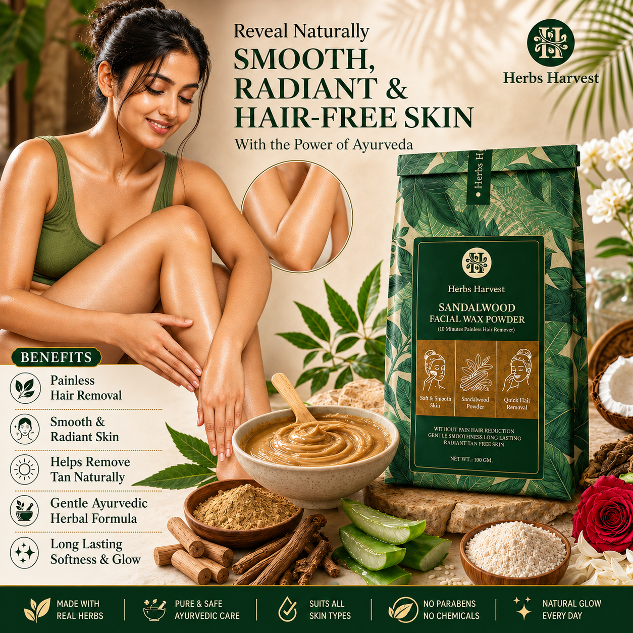 Turmeric Body Wax Powder for Hair Removal 100 gm