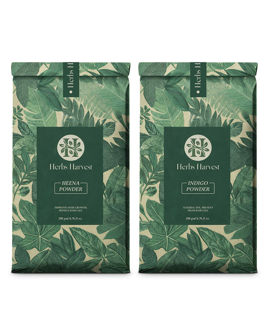Herbs Harvest Henna & Indigo Powder Combo (200g Each) – 100% Natural Hair Color Kit
