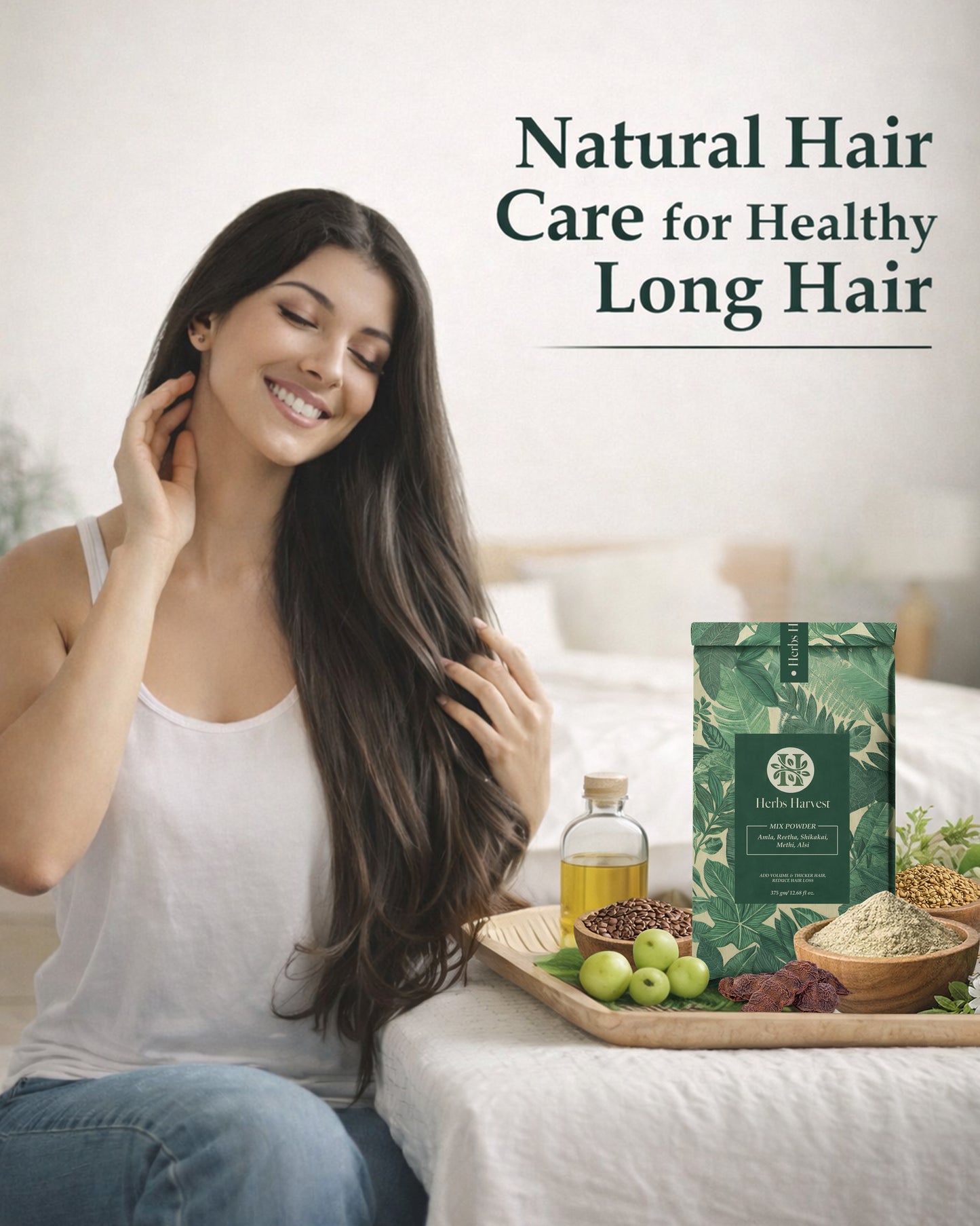 Herbs Harvest Herbal Shampoo Powder – Amla, Reetha, Shikakai, Methi & Alsi | 100% Natural Hair Cleanser (400g)