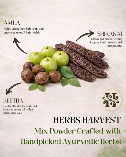 Herbs Harvest Amla Reetha Shikakai Mix Powder | Herbal Hair Growth & Hair Fall Control Powder (400g)