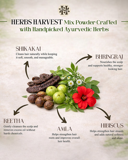 Herbs Harvest Amla Reetha Shikakai Bhringraj Hibiscus Mix Powder - Hair Growth (400g)