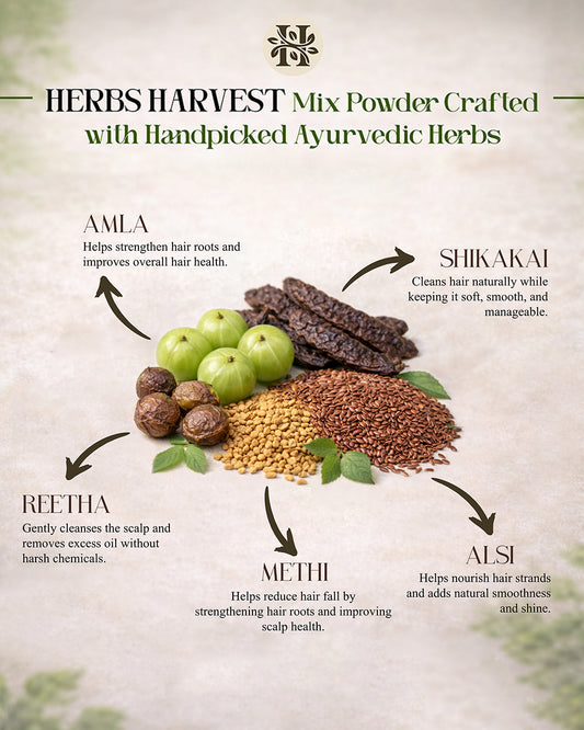 Herbs Harvest Amla Reetha Shikakai Methi Alsi Mix Powder 400g | Ayurvedic Hair Growth & Hair Thickening Powder