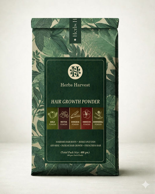 Herbs Harvest 5-in-1 Herbal Hair Powder Combo (80g Each) – Amla, Reetha, Shikakai, Bhringraj & Hibiscus (400 gm)