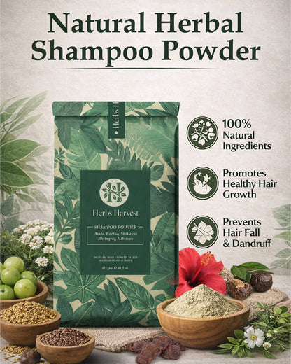 Herbs Harvest Herbal Shampoo Powder 400g – Amla, Reetha, Shikakai, Bhringraj & Hibiscus | 100% Natural Hair Cleanser