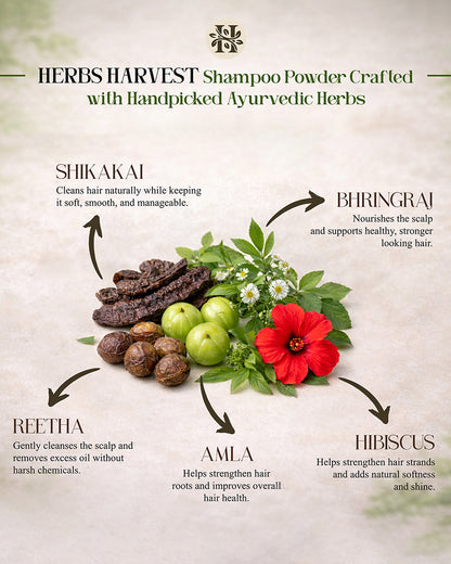 Herbs Harvest Herbal Shampoo Powder 400g – Amla, Reetha, Shikakai, Bhringraj & Hibiscus | 100% Natural Hair Cleanser